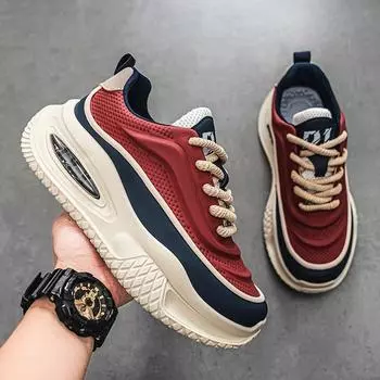 Fashion Vulcanized For Shoes Men Red Walking Sneakers Men s Shoes Chunky Street Style WalkingPlatform Vulcanized Shoes For Men 39 бежевый