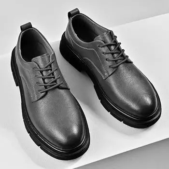Fashion WAERTA Luxury Cow Leather Men s shoes High Quality Outdoor Work Business Shoes Italian Designer Casual Oxford Formal Shoes Men 38 серый