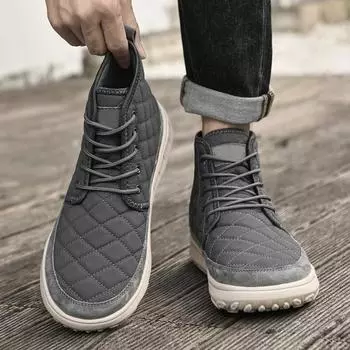 Fashion Warm Plush Fur Basic Boots Lace-Up Canvas Treking Footwear Handmade Men s Desert Winter Boots Outdoor Non-slip Walking Boots 38