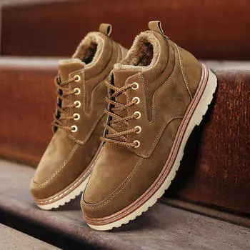 Fashion Warm Winter Men Boots Genuine Leather Ankle Boots Men Winter Work Shoes Men Fur Snow Boots for Men Botas thy6 6.5 синий