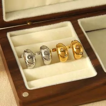 Fashion Water Drop Earrings Women s Niche Design High-end Earrings 18k Gold Stainless Steel Diamond Titanium Steel Stud Earrings 18K