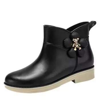 Fashion waterproof rain boots women s fashion short tube warm water shoes wear-resistant thick-soled short non-slip rubber shoes 36