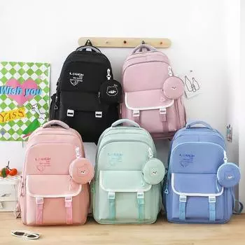Fashion Waterproof School bag WaterproofNylon Large Capacity teenager casual studentother backpacks синий