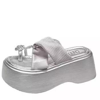 Модные свадебные тапочки со стразами на 8 см, с толстой подошвой и платформой, для женщин, летние новые тапочки для верхней одежды 34