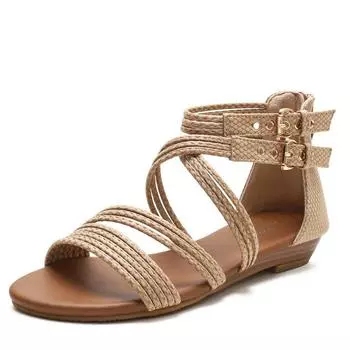 Fashion Wedged sandals women s summer 2024 New Europe and the United States open-toed Women s shoes thick-soled soft cross-rome sandals 36 чёрный