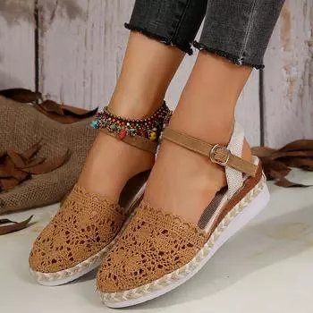 fashion Wedges Sandals Shoes Womens Brown Hollow Platform Shoes Zapatos De Mujer 36 темные хаки