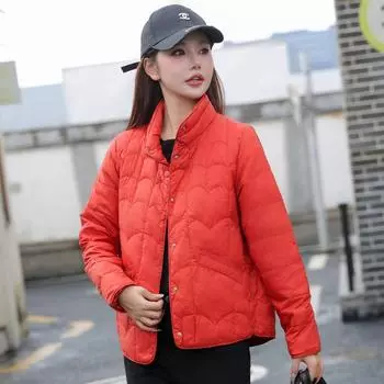 FASHION white duck down single-breasted small stand-up collar winter new fashion short down women s 2024 warm trendy Clothes S белый