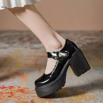 Fashion White Platform Pumps for Women 10cm High Heels Buckle Strap Mary Jane Shoes Woman Goth Thick Heeled Party Shoes Ladies 35