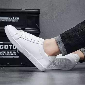 Fashion White Shoes Men Casual PU Leather Shoes Mens Sneakers Cool Street Boys Shoes Brand Male Footwear Autumn Flat Sports Shoe 39