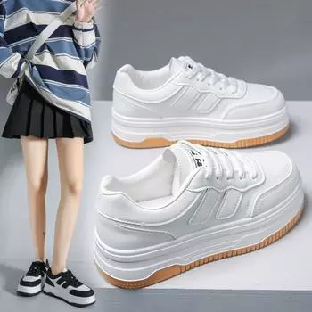 Fashion White Shoes Women s Thick Soled Sports and Leisure Board Shoes 36 белый