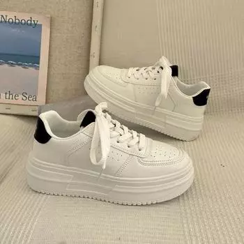 Fashion White Sneakers Women Leather Women s Casual Shoes Woman Vulcanize Sneakers Breathable Sport Walking Running Platform Flats Shoes 35 белый