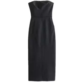 Fashion Wind 2023 Autumn New Arrival Female Fashion Slim Fit Waist-Controlled Slimming Tube Top Dress 8592807 802 Black XS