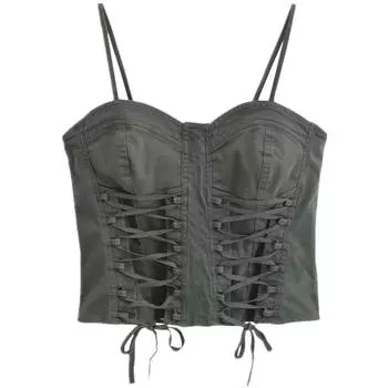 Fashion Wind 2023 New Fall Women s Clothing Stylish Easiest for Match Shoelace Tight Sleeveless Tank Top Uwl230011 Gray Green S