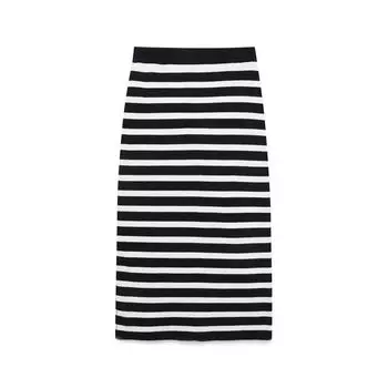 Fashion Wind Spring New Arrival European and American Women s Clothing Elastic Waist High Waist Stripes Knitted Dress 5755012 104 As shown in pictures S