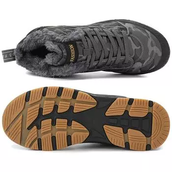 Модные зимние ботинки для мужчин, высокие повседневные кроссовки для снега, мужские теплые водонепроницаемые ботинки для прогулок на открытом воздухе, ботинки для мужчин, походная обувь 39 серый