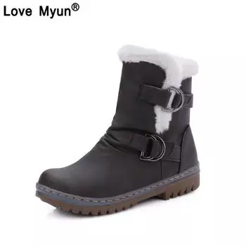 Модные зимние ботинки женские зимние ботинки на плоской подошве зимняя обувь теплые меховые ботинки до середины икры весна осень женская обувь большие размеры 34-43 3 коричневый
