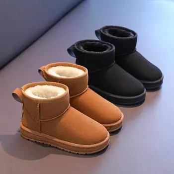 Fashion Winter Fashion Children Casual Shoes Girls Boys Cotton Snow Boots Warm Kids Boots Boy Winter Cotton Shoes Sneakers 25 коричневый
