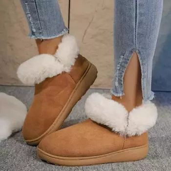 Модная зимняя модная женская обувь из плюша 2024 года, новые удобные теплые женские зимние ботинки, нескользящие и износостойкие повседневные хлопковые туфли 36-37 серый