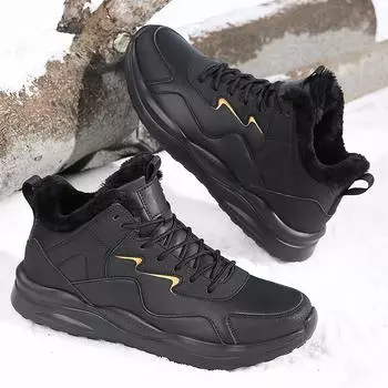 Fashion Winter Men‘s Casual Walking Sneakers Plush Warm Leather Waterproof Mens Running Shoes Wear-resistant Men Sports Shoes Zapatillas 39