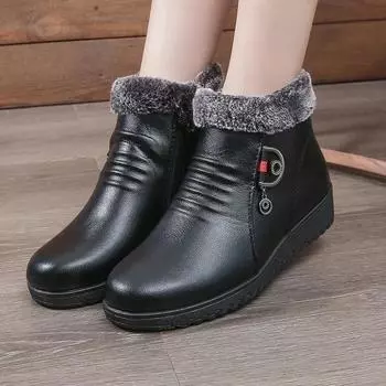Fashion Winter Mom Cotton Boots Arrival Ladies Warm Plush Shoes Short Boots Women Cozy Plush Shoes Black Female Ankle Boots 2024 35