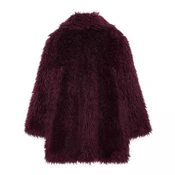 FASHION winter new style temperament elegant lapel artificial fur effect medium and long fluffy jacket large Clothes XS