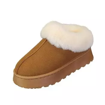 fashion Winter New Women s Boots Round Toe Flat Shoes for Women Slip-on Platform Snow Boots Outdoor Fashion Anti-slip Ankle Woman Shoes 36