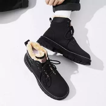 Fashion Winter Shoes Man Warm Cold Proof Lace Up Snow Boots for Men High Top Fashion Comfortable Casual Thick Plush New in Fleece Brands 39