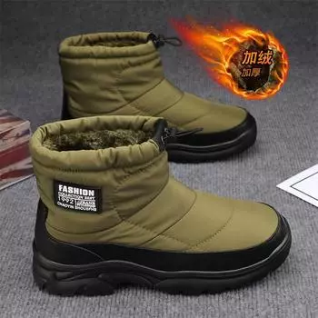Fashion Winter Snow Boots Plus Velvet Thickened Casual Men s Shoes Keep Warm and Cold-proof Comfortable Sports Male Outdoor Footwear 39 чёрный