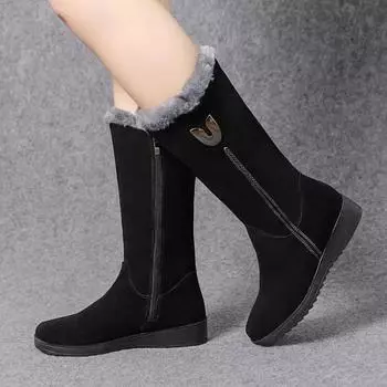 Fashion Winter Snow Boots Women Plus Velvet Thick High Boots Extra Thick shoes women Mid-tube shoes woman Warm Cotton Boots botas mujer 35