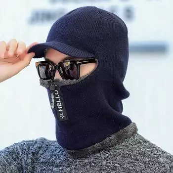 Fashion Winter Thicking Neck Warm Hood Solid Color Plush Hat Beanie Hat Scarf Bib Hat Hat Collar