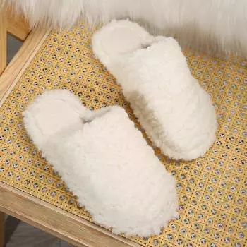 Fashion Winter Warm Fur Women Mules Slippers Casual Cover Toe Ladies Comfort Soft Sole Flats House Cotton Shoes 36 зелёный