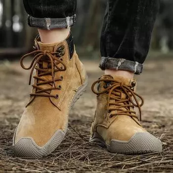 Модные зимние теплые плюшевые ботильоны из матовой кожи повседневная мужская обувь модные осенние кожаные ноские кожаные ботинки для отдыха на открытом воздухе 38 коричневый