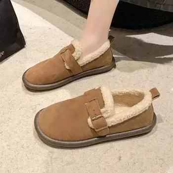 Fashion Winter Women s Plus Velevt Flat Shoes New Keep Warm Shallow Flock Snow Boots for Women Outdoor Causal Shoes Women s Ankle Boots 35 чёрный