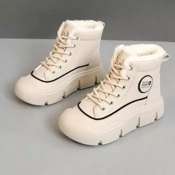 Fashion Winter Women s Shoes New High Top Casual Sneaker Platform Height Increasing Shoes for Women Plush Warm Cotton Shoe Zapatos Mujer 35 хаки