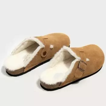 Fashion Winter Women s Slippers Round Toe Slipper Women Indoor Slippers Outdoor Casual Keep Warm Women Suede Slides Warm Shoe Size 35-40 35 коричневый