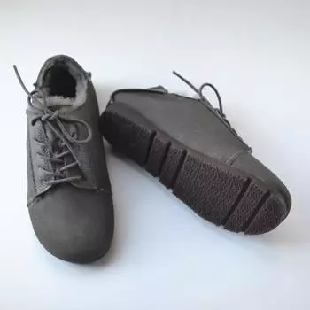 Fashion Winter Women s Snow Boots Cowhide Wool Leather Vintage Shoes Flat Soft 35 серый