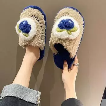 fashion Winter Women Shoes Cute Cartoon Casual Home Shoe Fruit Furry Thick Warm Plush Footwear Flat Casual House Comfortable Slipper 36-37 светло-фиолетовый