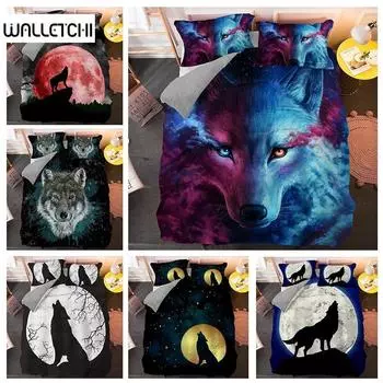 Fashion Wolf Pattern Bedding Sets Animal Duvet Cover Set Queen King Size Quilt Covers With Pillowcase EU Single 135x200cm
