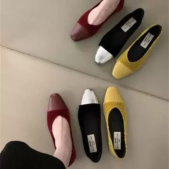 Fashion Woman Autumn New Casual Square Toe Soft Soled Mary Jane Shoes for Women Fashion Corduroy Flats Female Shallow Elegant Work Shoes 35 красный