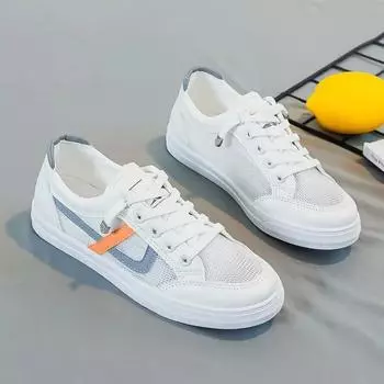 Fashion Woman Footwear Running Lace Up Mesh Breathable Flat Shoes for Women Korean Casual Spring 2024 New Light Vulcanized Walking Sale 35