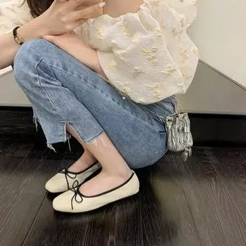 Модные женские балетки из микрофибры, кожаные, модные, с бантом, мягкие туфли на низком каблуке, размер 33-43 33 белый