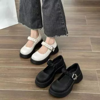 Fashion Woman Pumps Gothic Cute Round Toe with Medium Heels Kawaii Japanese Style Lolita Mary Jane Shoes for Women Platform Korean L E A 35