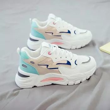 Модные женские кроссовки на толстой подошве, горячая распродажа, дышащая эластичная повседневная обувь на платформе, женские туфли на плоской подошве, розовые кроссовки Mujer 35 синий