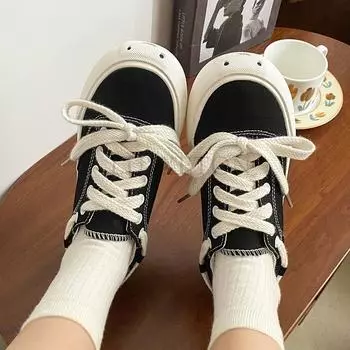 fashion Woman Shoes Sneakers Vulcanized Shoes Female Platform Casual Spring Autumn Lace Up Flats Shoes Sports Women s Sneakers Canvas 35 бежевый