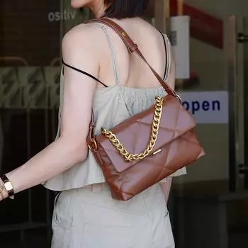 Fashion Women Bag New Niche Design Casual Messenger Bag PU Leather Simple All-match Shoulder Underarm Bag (20cm<Max Length<30cm)