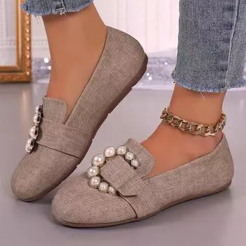 Модные женские туфли-лоферы с бисером на плоской подошве, осенняя модная спортивная обувь 2024 года, новые повседневные кроссовки для бега, удобные прогулочные платья, женские туфли 35 синий