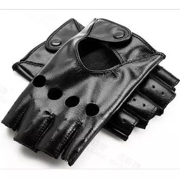 Fashion Women Black Hot PU Leather Driving Gloves Half Finger
