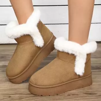 Модные женские ботинки 2024 года, новые зимние теплые плюшевые зимние ботинки, женские замшевые удобные легкие туфли для женщин Botas De Mujer 36 чёрный