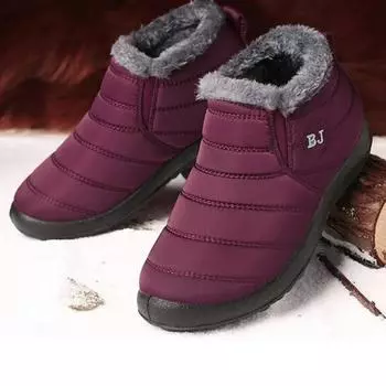 модные женские ботинки Slip On зимняя обувь для женщин водонепроницаемые ботильоны зимние ботинки женские Snow 202 черные Femininas 37 чёрный