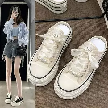 Модные женские парусиновые туфли, новинка 2024 года, весна-лето, плоские кроссовки, женская повседневная обувь, низкие туфли на шнуровке, белые туфли для женщин 35 бежевый